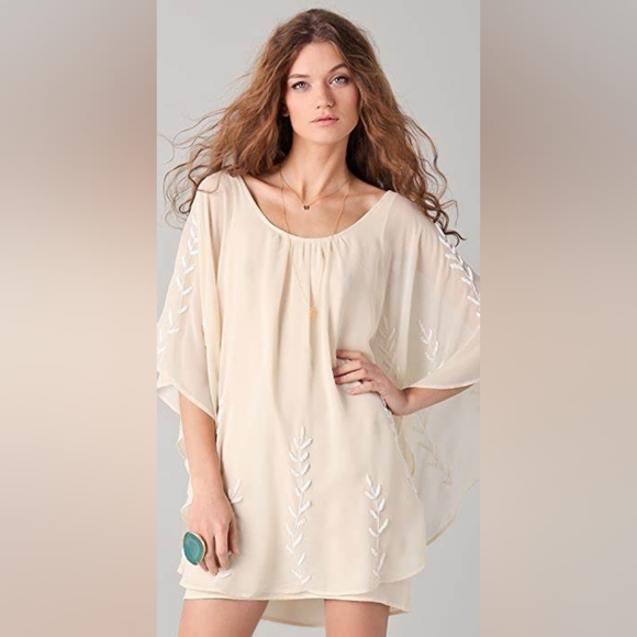 🥳HP🥳 NWT, Free People Nude Embellished Cape Dress - Picture 4 of 17
